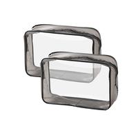 2 Pcs Clear Wash Bags, Clear Bag Travel Makeup Cosmetic, Small Makeup Bag, PVC Waterproof Travel Wash Bags, Travels Accessories Portable, for Men, Women and Kids, Travels or Business(Black, Medium