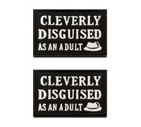 2 Pcs Cleverly Disguised As an Adult Funny Patch,Hook and Loop Embroidered Biker Meme Saying Morale Trendy Patch, DIY Applique Accessories for Backpacks, Vests, Bags, Hats, Jackets