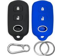2-pcs Click&Fit Silicone Key Fob Covers for 1998-2008 Toyota Camry Corolla RAV4 4Runner Tacoma Prius Sienna Avalon Matrix Solara - Car remote key shell rubber protector 3/4-Buttons, Black & Peach