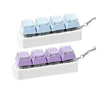 2 PCS Clicky Keyboard Fidget Toys, Flip-top Cover Fidgets for Relief Your Stress, FID get Toys for Office and Classroom, Fidget Keyboard Keychain Gift for Noisy or Quiet Scenes(Blue + Purple)