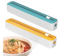 2 Pcs Cling Film Dispenser and Cutter, Cling Film Dispenser Within 30cm, Adjustable Storage Foil Dispenser and Cutter for Home, Kitchen Organization, Restaurant（Yellow and Green)