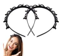 2 Pcs Clip Headband, Butterfly Clip Headband, Multi-Layer Teeth Comb Hair Hoop Headbands with Clips Attached, Hair Twister for Women Girls, Non-Slip Double Bangs Hairstyle Hairpin(Black)