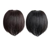2 Pcs Clip-in Human Hair Toppers for Women, Thick Synthetic Linings for Natural Black & Brown Hair, High-Temperature Fiber for Volume & Thickness