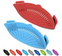 2 Pcs Clip on Strainers, Pot Strainer for Pasta Meat Vegetables Fruit, Silicone Strainer - Fit All Pots and Bowls.