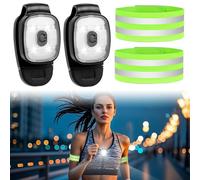 2 Pcs Clip On Torch LED Running Lights for Runners 2 Reflective Wrist Strap Multipurpose High Bright Night Light Safe Running Accessories for Running Dog walking Camping Nighttime Outdoor Adventures