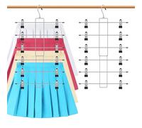 2 Pcs Closet Organizer, 8 Tier Tank Top Hanger and 6 Tier Skirt Hangers with Clips for Women, Bra Tie Jeans Pants and Storage Space Saving, Non-Slip Hanging Sport Bras Holder (2 Trouser hangers)