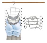 2 Pcs Closet Organizer, 8 Tier Tank Top Hanger and 6 Tier Skirt Hangers with Clips for Women, Bra Tie Jeans Pants and Storage Space Saving, Non-Slip Hanging Sport Bras Holder (2 Clothes hangers)