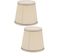 2 Pcs Cloth Lamp Shade for E14 Holder, Tapered Barrel Design | Metal Frame Fabric Cover, Closed Top Style, for Bedroom Dining Area Lighting and Renters