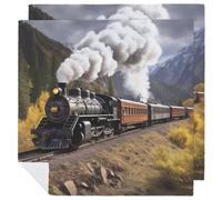 2 PCS Cloth Napkins Set Steam Locomotive Train Reusable Dinner Napkin Cloth Table Napkin for Parties Christmas Weddings 18.7x18.7 Inch