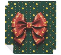 2 PCS Cloth Napkins Set Wrapping Paper with Bow Reusable Dinner Napkin Cloth Table Napkin for Parties Christmas Weddings 18.7x18.7 Inch
