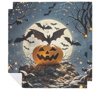 2 PCS Cloth Napkins Washable Table Dinner Napkins Halloween Flying Bats Decorative Hand Towels Reusable Floral Napkin Cloth for Everyday Spring Summer Fall Christmas Holiday Party Gift
