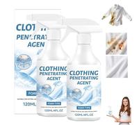 2 Pcs Clothing Penetrating Agent Foam Stain Remover - Powerful Laundry Spot Cleaner for Grease, Ink & Oil | Non-Ionic Emulsifier Spray for Cotton & Linen, Fabric Safe & Gentle, 4 Fl. Oz