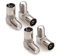 2 Pcs Coaxial Connector, Right Angle TV Aerial F Type Adapters Screw On F Male to Female Coaxial Coupler 90 Degree Connector for Satellite SKY Virgin,Wall Mounted TVs, Coaxial Cable Connection (Silver