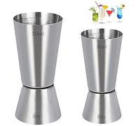 2 Pcs Cocktail Jigger, Shot Measure 25ml and 50ml, Cocktail Measure | Spirit Measure Cup, 25/50 ml & 15/30 ml, Double Side, 304 Stainless Steel, Accurate Spirit Measuring, for Bars, Pubs, Home