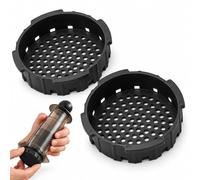 2 Pcs Coffee Filter Caps Replacement Compatible with AeroPress | Black Plastic Replacement Lids, Perforated Base, 6.5 x 1.7 cm, for Home Office Travel Brewing