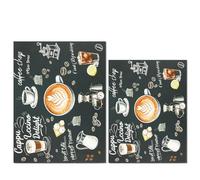 2 PCS Coffee Mat 19.6"x15.7" and 15.7"x11.8"- Absorbent Non Slip Dish Drying Mat,Coffee Bar Accessories, Kitchen Counter Protector forCoffeemaker, Sink, Dining Decor (Coffee and cola)