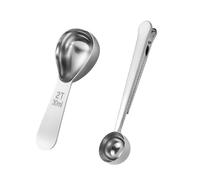 2 PCS Coffee Scoop with Bag Clip,Stainless Steel Tablespoon Measuring Spoon,30ML Coffee Spoon for Ground Coffee and Beans Measuring,Sealing