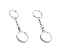 2 Pcs Coin Holder Keychains, 30mm Round Coin Bezel Keyrings Medallion Holder with Key Ring for Handbag Purse Car (Silver)