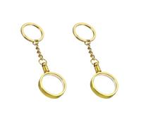 2 Pcs Coin Holder Keychains, 30mm Round Coin Bezel Keyrings Medallion Holder with Key Ring for Handbag Purse Car (Gold)