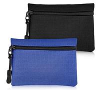 2 Pcs Coin Purse, Zipper Coin Pouch Women Oxford Cloth Small Coin Purse Girl Boys Portable Mini Coin Pouch for Women Men (Black+Blue)
