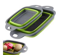 2 PCS Colander with Handle Collapsible Colander Sieve for Kitchen Essentials Pasta Strainer Strainers and Colanders Space Saving for Draining Pasta Vegetable Fruit Home Kitchen Accessories