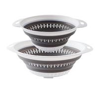 2 Pcs Collapsible Colanders, Surwin Big Small Combination Silicone Colander, Foldable Filter Drain Baskets, Kitchen Strainer for Draining Pasta Fruits Vegetable Colanders (Gray)