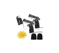 2 Pcs Collapsible Rubber Band Gun Toy with 120 Pcs Soft Elastic Rubber Bands Metal Folding Rubber Launcher Toy Keychain Portable Rubber Band Shooter