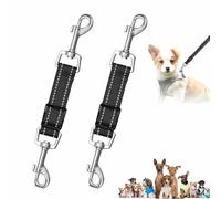 2 Pcs Collar to Harness Safety Link, Double Ended Backup Clip Strap Double Ended Lead for Dogs, Adjustable Reflective Pet Collar, Collar Safety Clip, for Dog Pet Puppies All Collars Harnesses(Black)