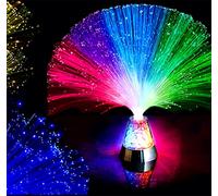2 Pcs Color Changing Fiber Optic Lamp Multi-Sensory Light with Cone Base Illuminated Crystals Sensory Mood Ice Lighting for Room Wedding Christmas Party Holiday Decoration (2 Piece Battery Operated)