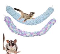 2 Pcs Color Colour Cotton Rope Climbing Sugar Glider Toys with Metal Hook,Small Pets Toys, Rat Hamster Guinea Pig Squirre for Climbing/Exercising/Jungle Exploration, Cage Accessories