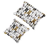 2 PCS Colorful Bull Terrier Dog Pattern Pocket Cosmetic Bag, Self-Closing Shrapnel Makeup Pouch, Portable No Zipper Mini Travel Make Up Bag for Coin Lipstick Cosmetics Earphones Jewelry Organizer