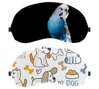 2 PCS Colorful Doodle Dogs Words Pattern Sleep Mask for Back and Side Sleeper, 100% Light Blocking Eye Mask, Adjustable & Breathable Sleeping Eye Cover, Zero Eye Pressure