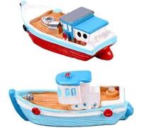 2 Pcs Colorful Miniature Dollhouse Boat Mini Fishing Boat Model Mediterranean Decor Resin Desktop Boat Ornament Ocean Beach Micro Landscape Decoration Dollhouse Accessories
