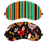 2 PCS Colorful Rooster Chicken Floral Pattern Sleep Mask, Completely Block Out Light Eye Mask for Side Sleeper, Zero Eye Pressure Night Blindfold, Adjustable Eye Shade Cover