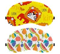 2 PCS Colorful Watercolor Fruits Pattern Sleep Mask for Back and Side Sleeper, 100% Light Blocking Eye Mask, Adjustable & Breathable Sleeping Eye Cover, Zero Eye Pressure