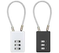 2 PCS Combination Padlocks, 3 Digit with Code Metal Locker Padlock for Gym Locker Small Weatherproof Outdoor Padlock for Cabinets, Suitcases(Silver, Black)