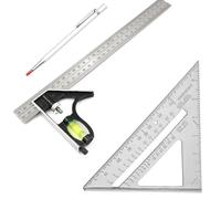 2 Pcs Combination Square, Incl 12 Inch Squares With Spirit Level And 45-90 Degree Marking, Speed Square 7 Inch With Marking Pen for Accurate and Adjustable Woodworking Measurement