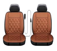 2 Pcs Comfortable Leather Heated Seat Cushion, Soft Car Seat Covers with Full Back Protector, Universal Heat Seat Cover Pad, for Home, Office Chair (Orange)