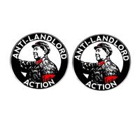 2 PCS Communist Party Style Pin Badge Set, Anti Landlord Action Design, Retro Mao Style Revolution Alloy Brooch Buttons, Vintage Political Art Lapel Pins