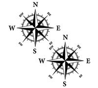 2 Pcs Compass Car Stickers Waterproof Vinyl Decals for All Motorhome Truck Van Car Bumper Decal 15cm*15cm Matt Black