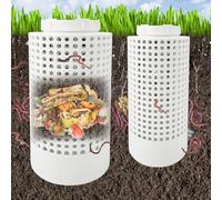 2 PCS Compost Bin Outdoor, Inground Worm Farm Compost Bin Kit for Raised Garden Beds at Home, Farm Compost Bin for Garden, Reducing Food Waste Composting Systems Sustainable Worm Composter.