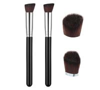 2 Pcs Concealer Makeup Brushes Flat Concealer Brush Corner Eye Brush Triangle Small Nose Contour Foundation Makeup Brushes Angled Under Eye Brightening Brushe for Cream Face Contour Blending (Black)