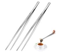 2 Pcs Cooking Tweezers Stainless Steel Tongs, 12" Chef Tweezers Professional Tweezers, with Precision Serrated Tips for Grilling, Searing, Baking & Pastry Decoration