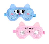 2 Pcs Cooling Eye Mask, Cooling eye mask for Puffy Eyes, Gel Reusable Hot Cold Therapy for Migraine, Headache, Dark Circles, Dry Eyes, Swollen - Blue Owl And Pink Cat