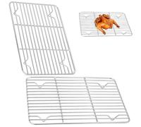 2 Pcs Cooling Rack Set, Stainless Steel Small Wire Grill Rack, 23x16.5x1cm Rectangle Oven Rack, Small Oven Tray for Cake, Bread, Pizza, Meat, Toaster Oven, Baking Tray