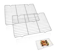 2 Pcs Cooling Racks for Baking, 30x20.5cm Galvanised Iron Cooling Racks, Multi-Purpose Grill Rack Grid, Grill Oven Racks, Airflow Grid Design, Fit Most Baking Pans & Ovens for Grilling, Roasting