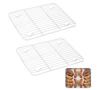2 Pcs Cooling Racks, Stainless Steel Baking Racks, Wire Rack, Grill Oven Rack, 22.1x15.7x1.5cm, for Cooking, Roasting, Grilling, Drying (Silver)
