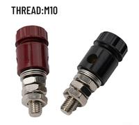 2 PCS Copper Battery Post Connectors for 6mm 8mm 10mm Terminal Blocks, Red + Black Brass Studs with M6/M8/M10 Threads, Compatible with Car(M10)