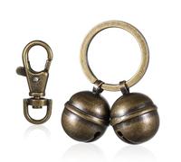 2 PCS Copper Bells for Dog Collars with Snap Clips, Extra Loud Dog and Cat Bells Copper Bell Vintage CopperCollar Charms Pendant with Key Ring, Brass Pet Accessories with Key Rings for Birds Wildlife