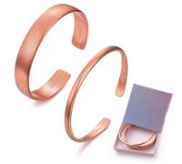 2 Pcs Copper Bracelet for Men and Women, Adjustable Uncoated Red Copper Cuff Bracelet Set, Mens Wristband Wide & Thin Band Set in 2 Styles, Hammered & Shiny Finish, Matching Couple Gift for Him Her, M